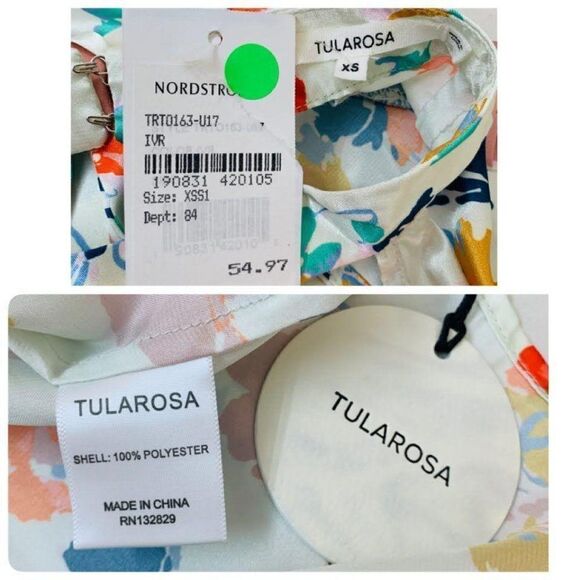 Tularosa Evie V Neck Cutout Floral Satin Tank XS - Picture 7 of 9